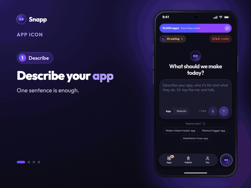 Snapp drawing a logo for a new app