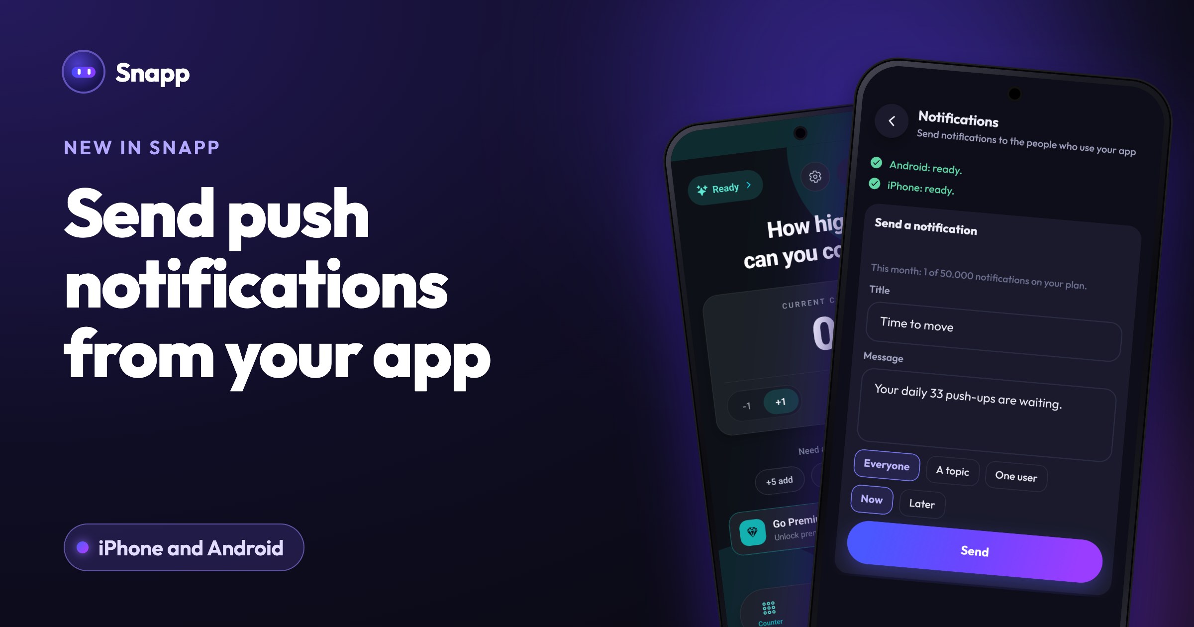 Add push notifications to your app and send them from Snapp